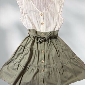 Altar'd State Olive A-Line dress with Tie Belt